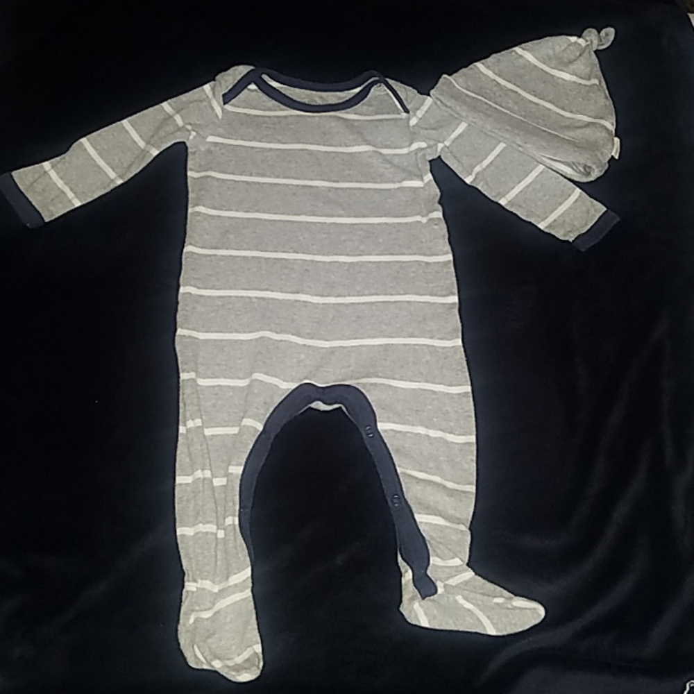 Burt's bees baby 6 to 9 months grey white navy blu